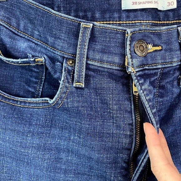 Levi's 311 Shaping Skinny Dark Distressed Jeans 30 - Picture 3 of 10